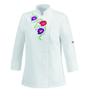 EGOCHEF Dámsky kuchársky rondon FLOWERS - biely XL