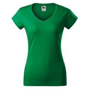MALFINI Dámske tričko FIT s výstrihom do V - zelené XXL