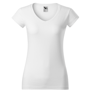 MALFINI Dámske tričko FIT s výstrihom do V - biele XXL